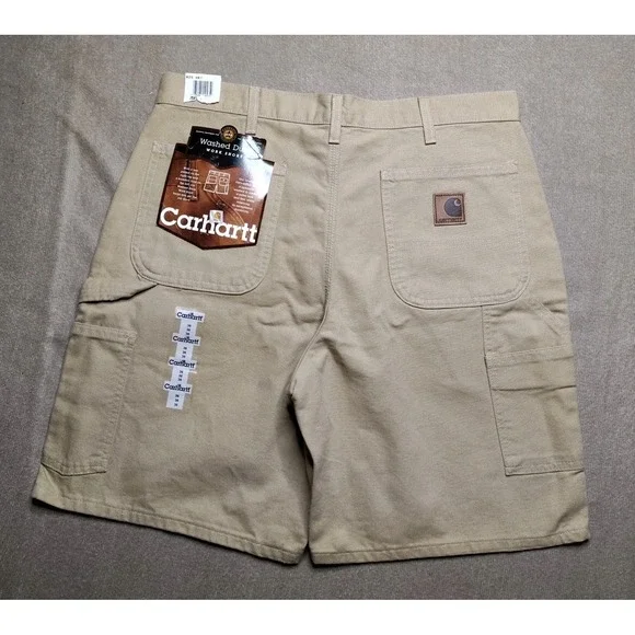 Vintage Carhartt Shorts Men's 34 Beige B25 WET Duck Canvas Carpenter Work - Picture 4 of 7